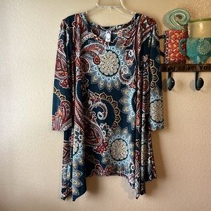 Womens Boutique Honeyme Large 3/4 Sleeve Tunic top